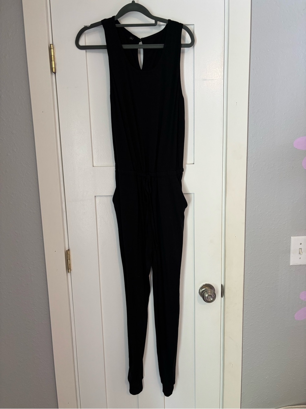 Sleeveless Black Jumpsuit with Drawstring Waist